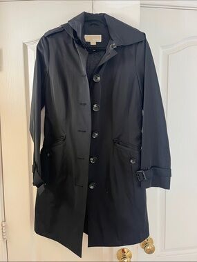 Michael Kors Black Trench Coat with Hood